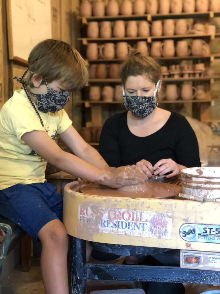 Amy teaching pottery