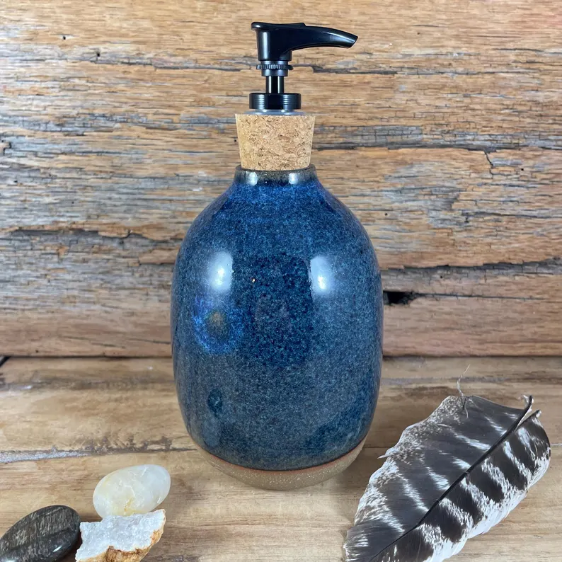 Cosmic blue ceramic soap dispenser
